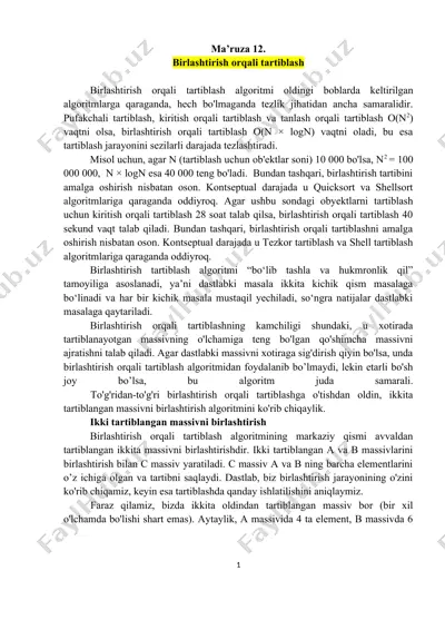 birlashtirish orqali tartiblash — DOC