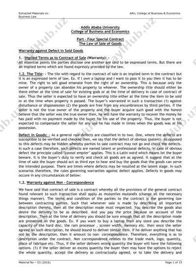 the law of sale of goods — DOC