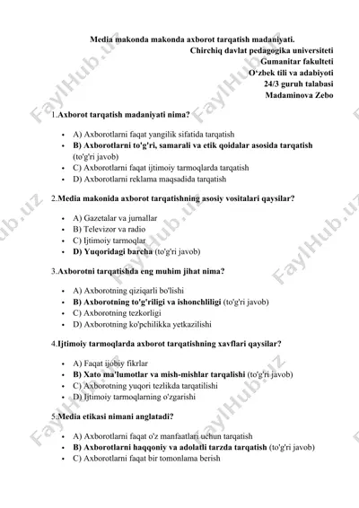 axborot tarqatish madaniyati — DOC