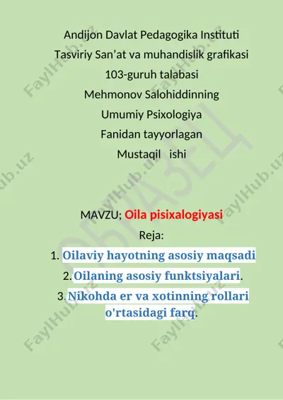 tasviriy san’at va muhandislik grafikasi — DOC