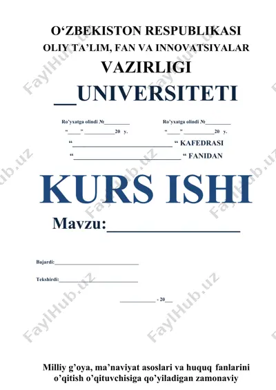 kurs ishi mavzusi bo'yicha tayyorgarlik va dars tashkillash jarayonida o'qituvchiga qo'yiladigan zamonaviy talablar — DOC