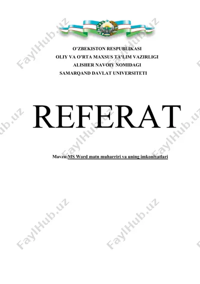 ms word matn muharriri va uning imkoniyatlari — DOC