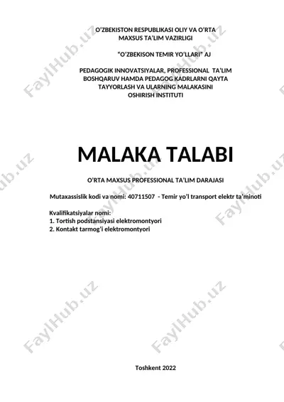 temir yo‘l transport elektr ta‘minoti — DOC