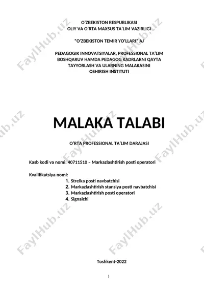 markazlashtirish posti operatori — DOC