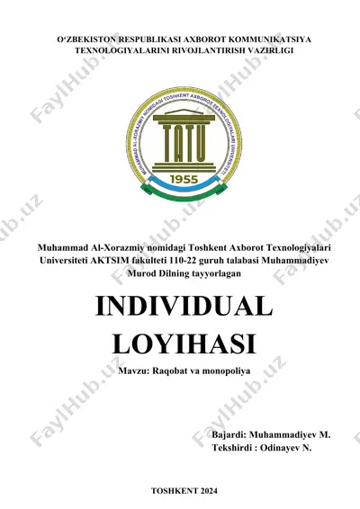 axborot texnologiyalari va monopoliya — DOC