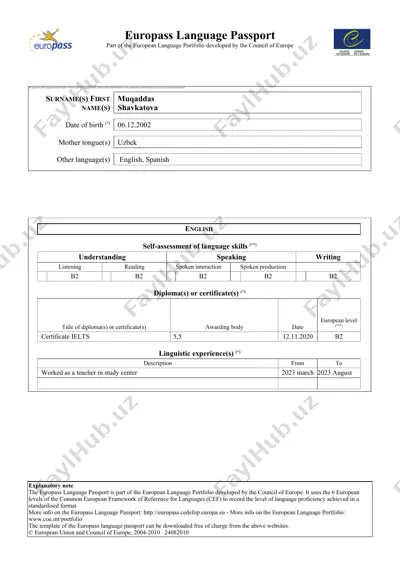 europass language passport — DOC