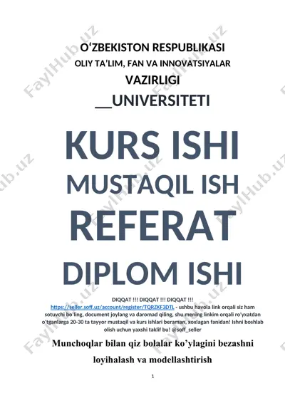 qiz bolalar ko’ylagini bezashni loyihalash va modellashtirish — DOC