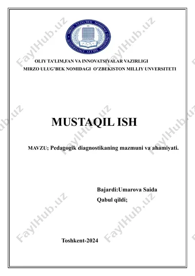 pedagogik diagnostika — DOC