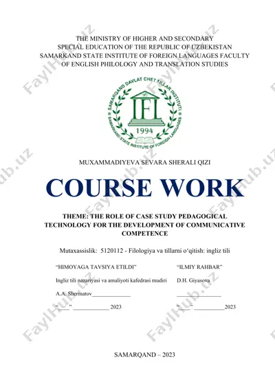 the role of case study pedagogical technology for the development of communicative competence — DOC