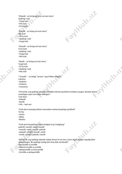 paleolit, eneolit, mezolit, neolit — DOC
