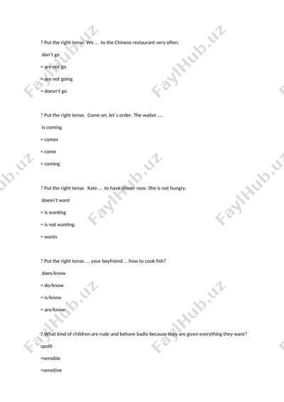 english grammar quiz — DOC