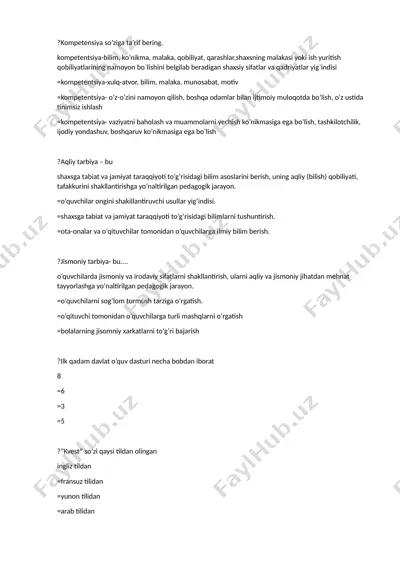 kompetensiya haqida ma'lumotlar — DOC