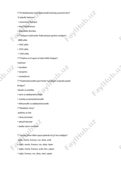 tarjimashunoslik fanidagi asoslari — DOC