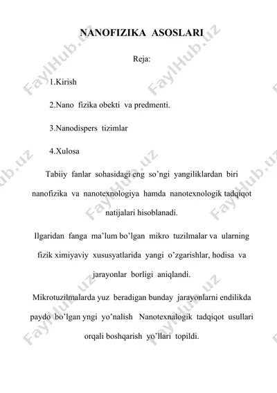 nanofizika asoslari — DOC