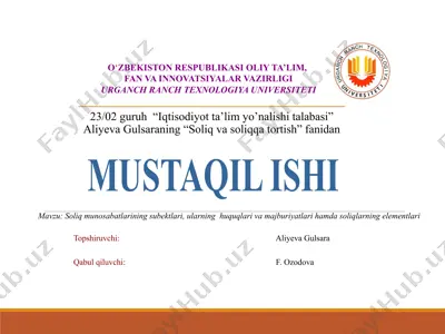 soliq munosabatlarini tushunish — PPTX