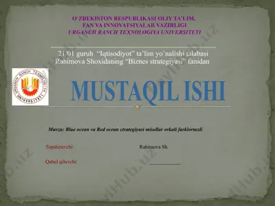 blue ocean va red ocean strategiyasi misollar orkali farklilortaxli — PPTX