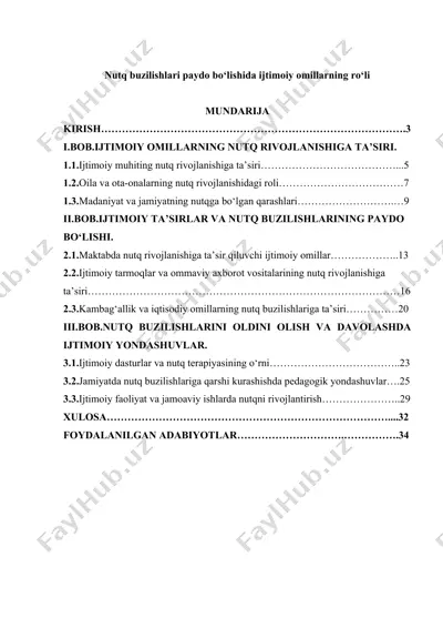 nutq buzilishlari va ularni oldini olish — DOC