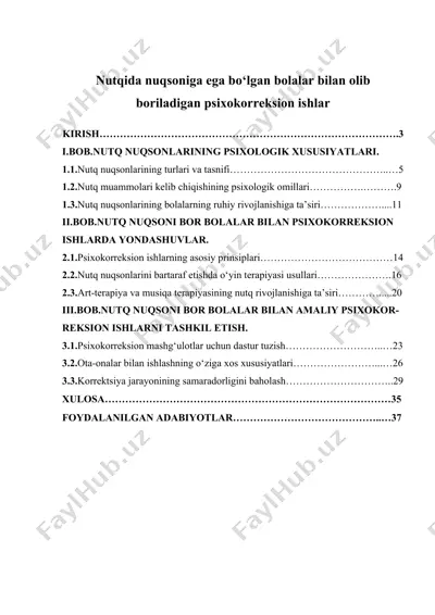 nutqida nuqsoniga ega bo‘lgan bolalar bilan olib boriladigan psixokorreksion ishlar — DOC