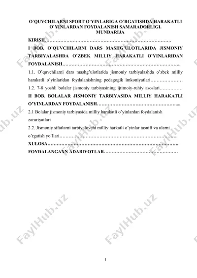 o'quvchilarni sport o'yinlariga o'rgatishda harakatli o'yinlardan foydalanish samaradorligi — DOC