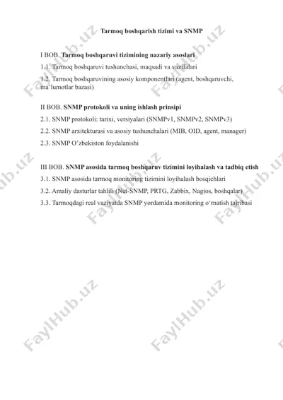 tarmoq boshqarish tizimi va snmp — DOCX