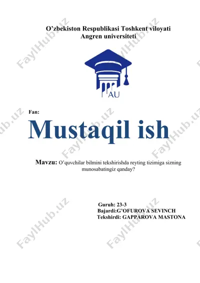 o'quvchilar bilimini tekshirishda reyting tizimi — DOC