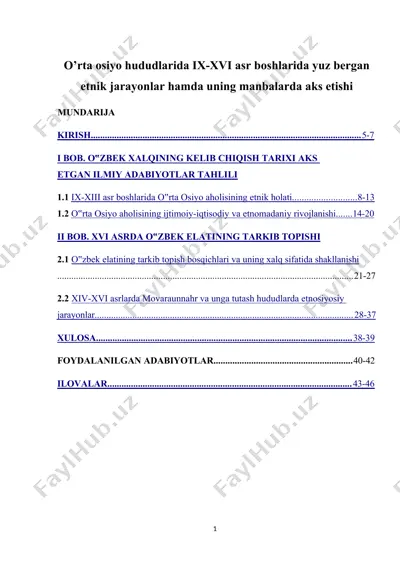 o'rta osiyo aholisining etnik holati — DOC