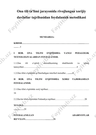 ona tili ta'limi jarayonida rivojlangan xorijiy davlatlar tajribasidan foydalanish metodikasi — DOC