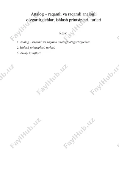 analog – raqamli va raqamli analogli — DOCX