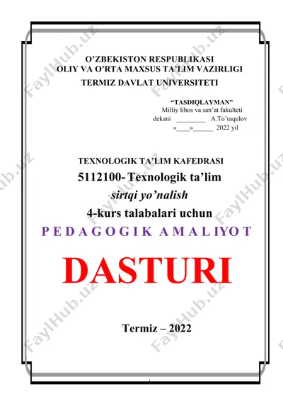 pedagogik amaliyot dasturi — DOC