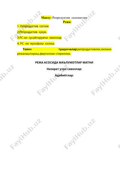 reproduktiv salomatlik — DOC