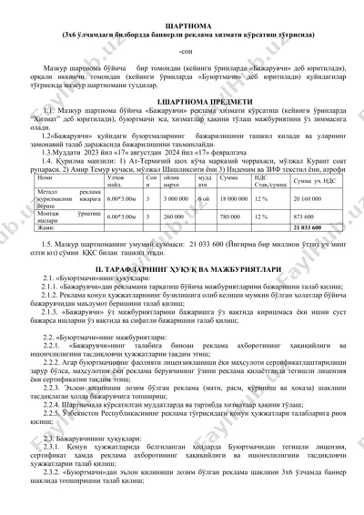 metal reklama va montaj xizmatlari — DOC