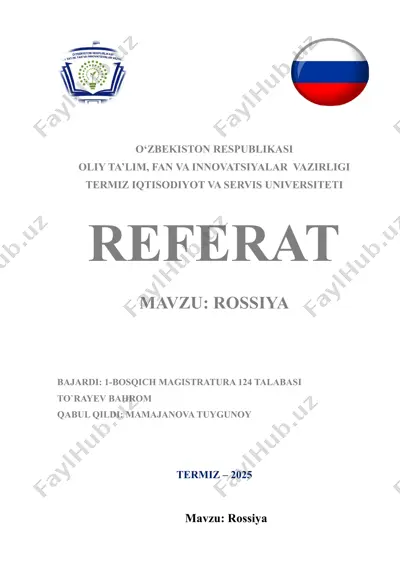 rossiya haqida qisqacha ma'lumot — DOC