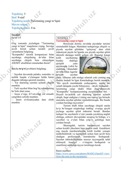 turizmning yangi to‘lqini — DOC