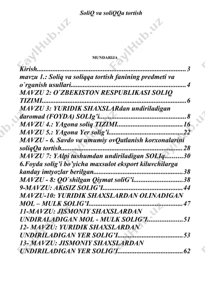 soliq va soliqqa tortish — DOC