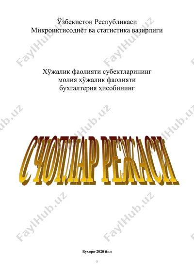 xўжалик фаолияти субъектларининг молия хўжалик фаолияти бухгалтерия ҳисобининг режаси — DOC