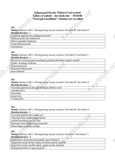 xirurgiyaning xususiy asoslari test savollari — DOC