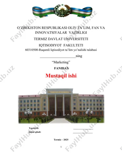 bozor segmentatsiyasi turlari — DOCX