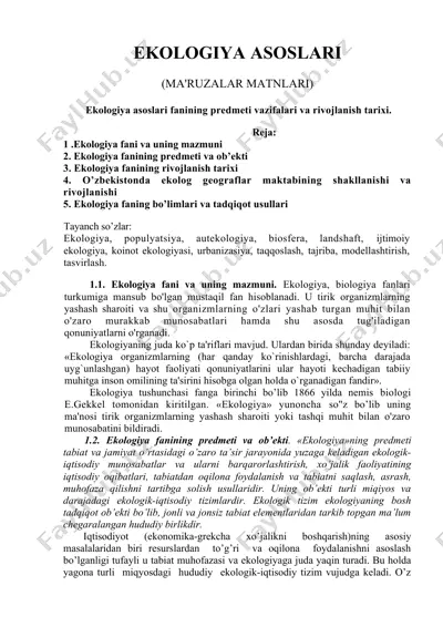 ekologiya asoslari — DOC