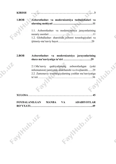 axborotlashuv va modernizatsiya — DOC
