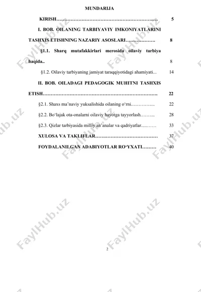 oilaviy tarbiya va pedagogika — DOCX