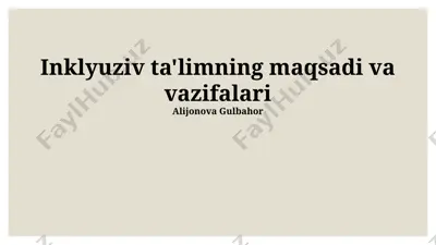 inklyuziv ta'limning vazifalari — PPTX