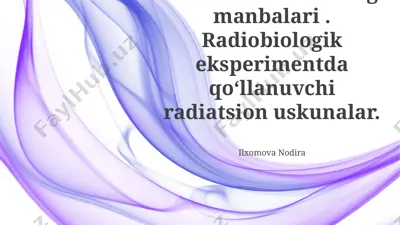 radiobiologik tajribalarda qo'llaniladigan radiatsion uskunalar — PPTX