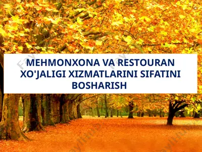 mehmonxona va restoran xo'jaligi xizmatlarini sifatini bosharish — PPTX