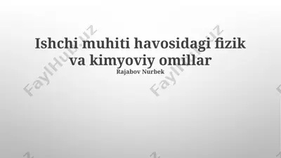 ishchi muhiti havosidagi fizik va kimyoviy omillar — PPTX
