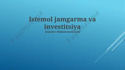 istemol va investitsiya — PPTX