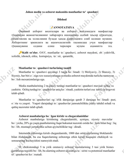 manba va axborot to'qnashuvi — DOCX