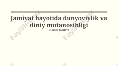 jamiyat hayotida dunyoviylik va diniy mutanosibligi — PPTX