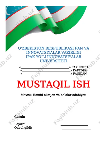 hamid olimjon va bolalar adabiyoti — DOC