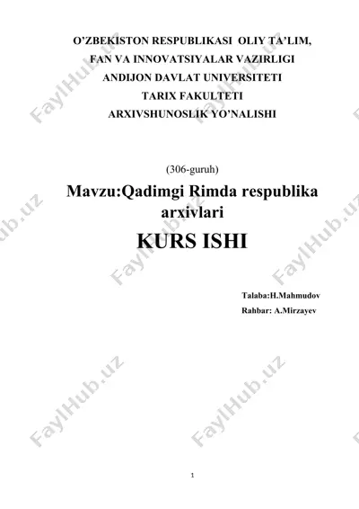 qadimgi rimda respublika arxivlari kurs ishi — DOCX