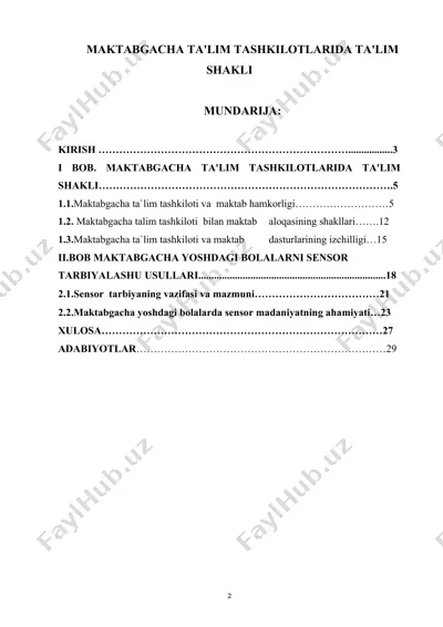 maktabgacha ta'lim tashkilotlarida ta'lim shakli — DOCX